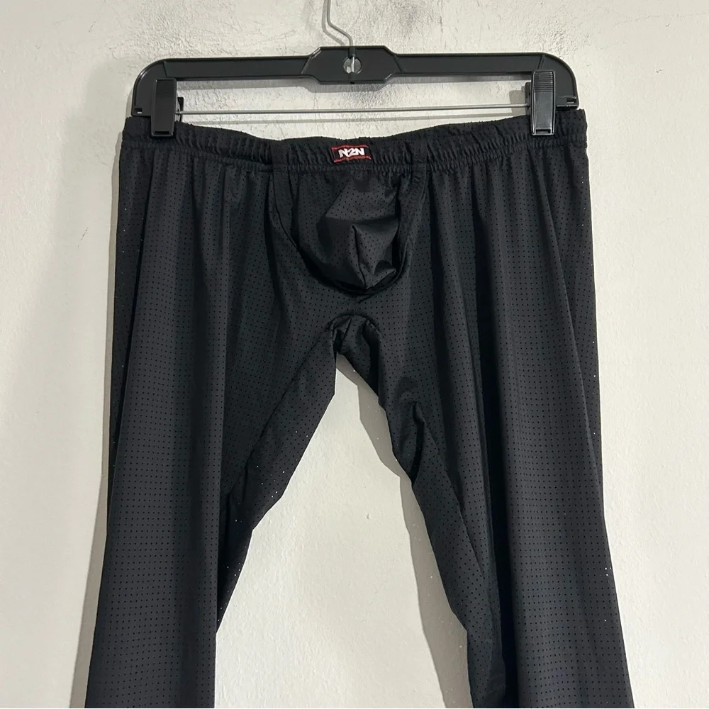 N2N Bodywear Black Sheer Mesh Pouch Tights Large NWT